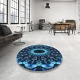 thumbnail image 4 of Ahgly Company Machine Washable Indoor Round Transitional Blue Ivy Blue Area Rugs, 4' Round, 4 of 7