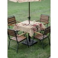 thumbnail image 4 of Outdoor Tablecloth with Umbrella Hole for Patio/Picnic/Party/Camping, Spring Cherry Waterproof Table Cloth Square Cover Washable, Vintage Red Flowers Branches Ink Painting Beige (54"x 54"), 4 of 8