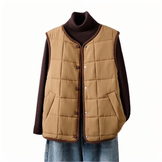 RXMEKW Veste Sans Manches à Capuche pour Femmes, Doudoune Sans Manches Unie Décontractée avec Poches, Manteau Matelassé à Col Rond pour Usage Quotidien