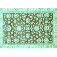 thumbnail image 1 of Ahgly Company Machine Washable Indoor Rectangle Oriental Turquoise Blue Traditional Area Rugs, 8' x 12', 1 of 4