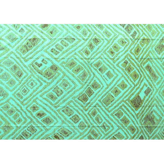 Ahgly Company Machine Washable Indoor Rectangle Abstract Turquoise Blue Modern Area Rugs, 5' x 7'