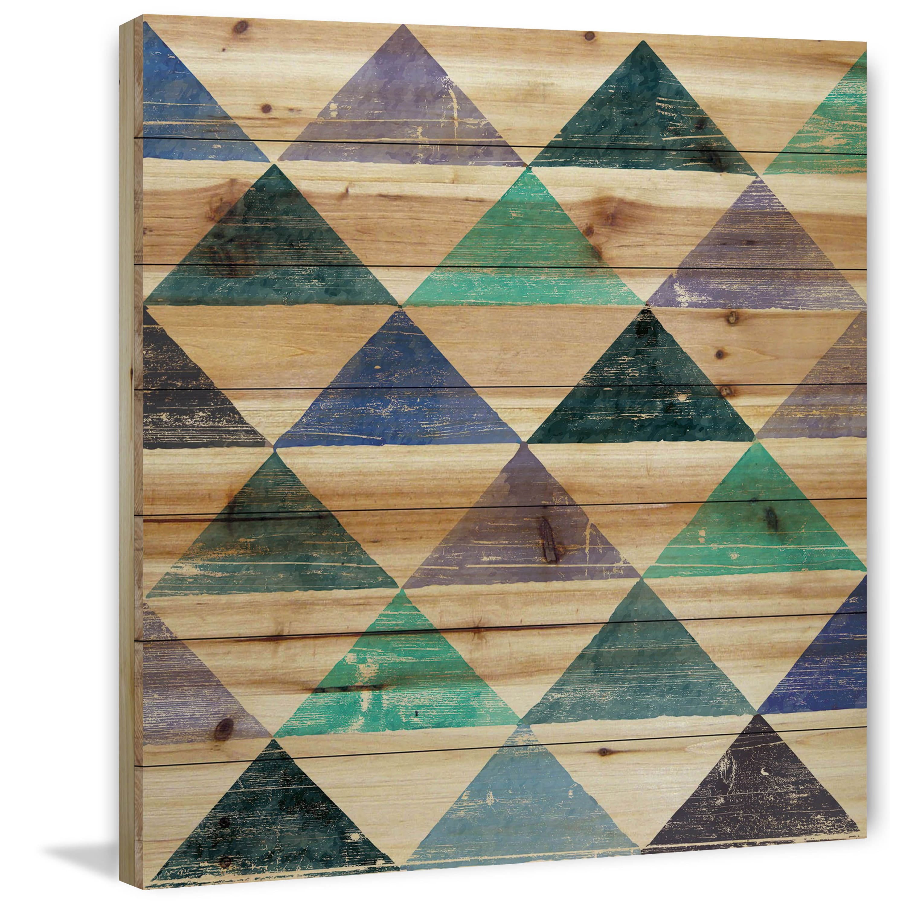 Marmont Hill - "Pastel Triangles" Painting Art Print On Natural Pine Wood, 32.0" x 1.5"