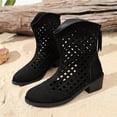 thumbnail image 5 of BRGZLK Cut Out Mid Calf Boots for Women Sweet Cool Lightweight Autumn Winter Chunky Heel Back Zipper Short Booties 2026 Casual Versatile Shoes Black 41, 5 of 9
