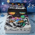 thumbnail image 2 of Erosebridal Psychedelic Space Astronaut Zipper Full Size Comforter Sets with Fitted Sheet and 2 Pillowcases,Food Pizza Zipper Bedding Set,Black Neon Purple,4pcs,Black Reversible, 2 of 6