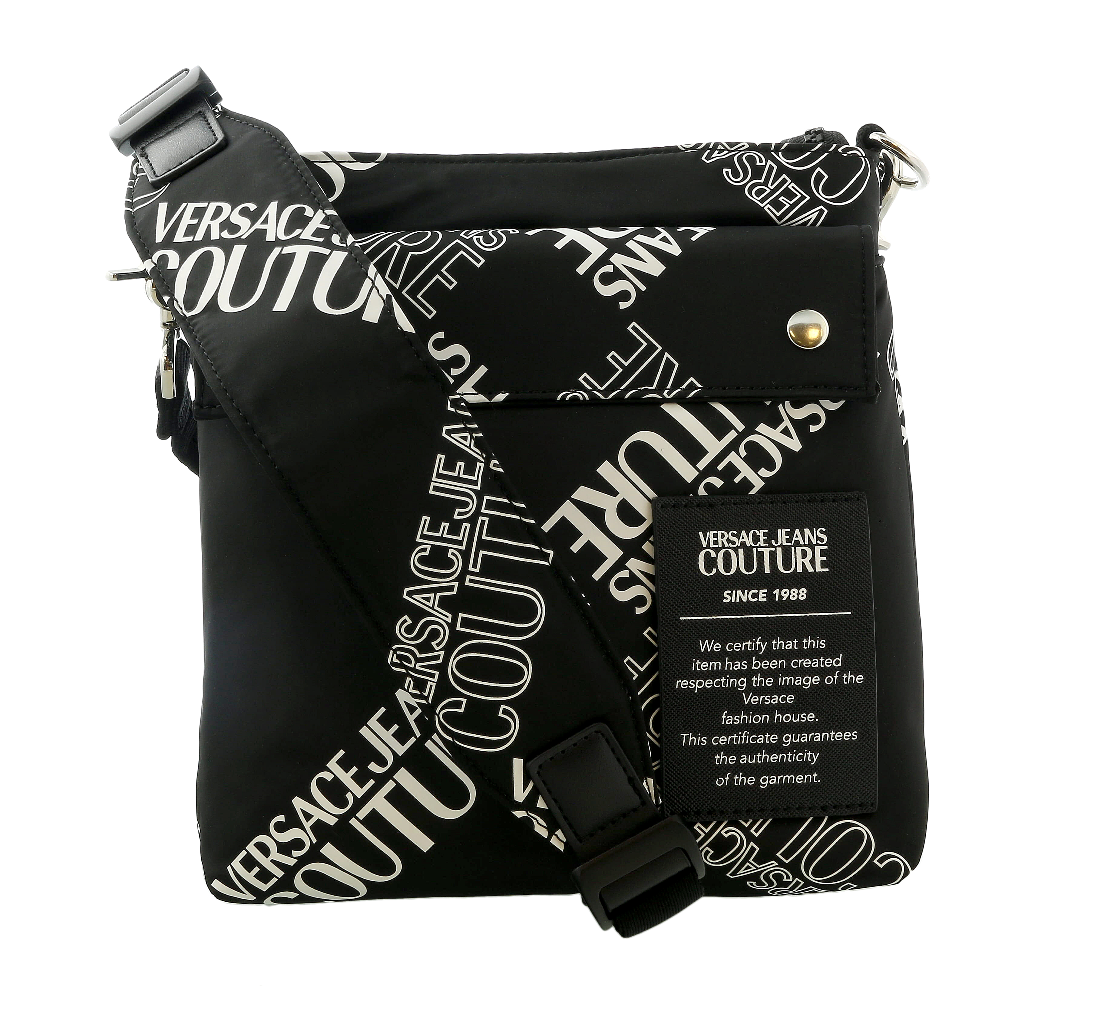 verkiezen bom Grace Versace Jeans Couture Black White Leather Signature Logo Crossbody Bag for  mens - Walmart.com