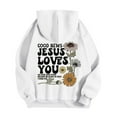 thumbnail image 5 of Good News Jesus Loves You Hoodie Christian Sweatshirts for Women Long Sleeve Jesus Hoodies Bible Verse Shirts Oversized Religious Sayings Pullover Hoodies White L, 5 of 7