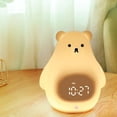 thumbnail image 4 of Precioso reloj despertador de silicona con forma de oso y luz nocturna para niños, suave, 3 horas de carga. Luz natural, 4 of 8
