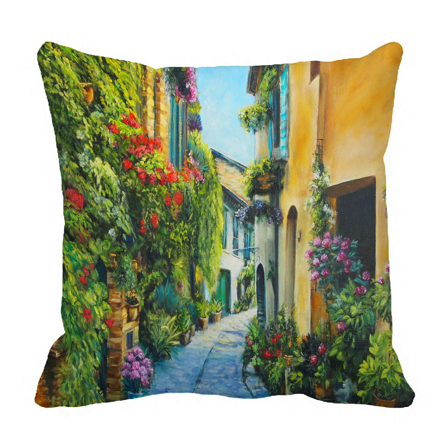 PHFZK Art OilPainting Pillow Case, Flower Street in Italy 38 Picture