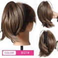 thumbnail image 2 of Chignon Droit en Désordre Postiche Synthétique Queue de Cheval Courte Pince Extensions de Queue de Cheval pour Femmes, 2 of 7