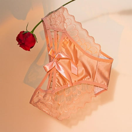 Best Price of the Year: Pack of Panties  Ropa Interior de Mujer de Algodón  Women s Solid Color Lace Flower Middle Waist High Elasticity Briefs SOPATENOR Pink XL