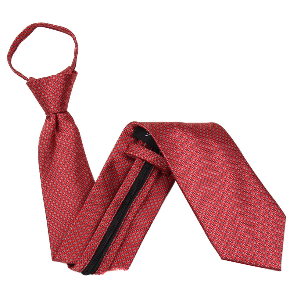 Mens Red and Burgundy Zipper Ties Pre Made Ties