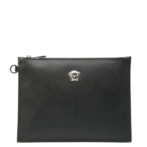 Pre-Owned Versace Medusa Clutch Bag in Black Leather for Women (Good)