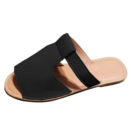 

PEASKJP Platform Sandals Women Dressy Sandals for Women Casual Summer Women s Sandals Rhinestone Flat Sandals Slippers Flip Flops Shoes (Black 6.5)