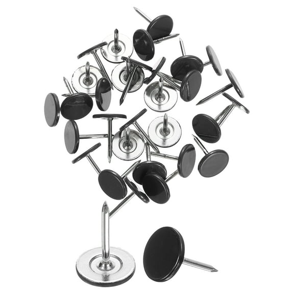 30Pack Push Pins, 11mmx15mm Round Flat Head Decorative Thumb Tacks, Black