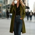 thumbnail image 2 of Womens Velvet Wool Coats Single Breasted Trench Coats Long Wool Coat Trench Coat Peacoat Jackets Fall Winter Dressy Peacoat, 2 of 7