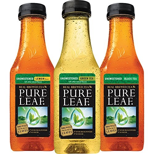 Pure Leaf Unsweetened Real Brewed Iced Tea Variety Pack, Bottled Tea Drink, 18.5 oz, 12 Bottles