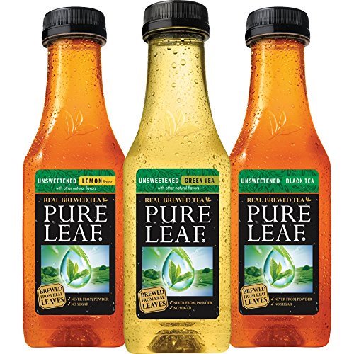Pure Leaf Unsweetened Real Brewed Iced Tea Variety Pack, Bottled Tea Drink, 18.5 oz, 12 Bottles