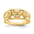 thumbnail image 1 of Solid 14k Yellow Gold Brushed and Sea life Ring Band Size 5.5, 1 of 6