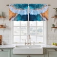 thumbnail image 2 of Beach Waves Tier Curtains, Ocean Gradient Orange Turquoise Nature Light Filtering Kitchen Curtains, 2Pcs Rod Pocket Half Window Treatments Panels for Sink Cafe Cabinet Camper 27.5x24 Inches, 2 of 9