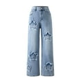 thumbnail image 5 of Babcutegg Jeans for Kid Girls Cowboy Pants Trendy High Waist Side Pockets Regular Fit Girls Fall and Winter Trousers Blue Size 6-7, 5 of 9