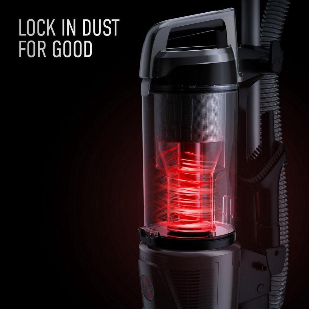 Hoover Bagless Upright Vacuum, WindTunnel Tangle Guard, Powerful, Multi-Surface, with LED, Extension Wand,Turbo, Crevice,& 2-in-1 Upholstery Tool, Lightweight, HEPA Filter, XL Dust Cup, Grey