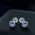 thumbnail image 3 of Gem Stone King 10K White Gold Stud Earrings for Women Men Persian Blue Round Moissanite (1.60 Cttw), 3 of 3
