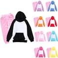 thumbnail image 5 of JIAYUE Girls Clothing Outfits Raglan Long Sleeve Color Block Hoodies With Pocket Solid Jogger Pants 2-Piece Sets School Playing,2-3 Years, 5 of 5