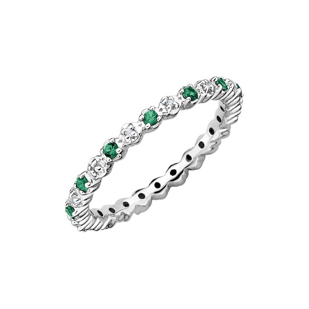 Gem And Harmony Lab Created Green Emerald Eternity Band Ring 1/5 Carat (Ctw) in Sterling