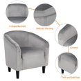 thumbnail image 6 of Easyfashion Upholstered Barrel Arm Accent Tub Chair, Gray Velvet, 6 of 9