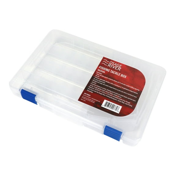 Osage River Gear Medium Tackle Box Organizers, Clear Plastic Fishing Tackle Storage Trays with Adjustable Dividers