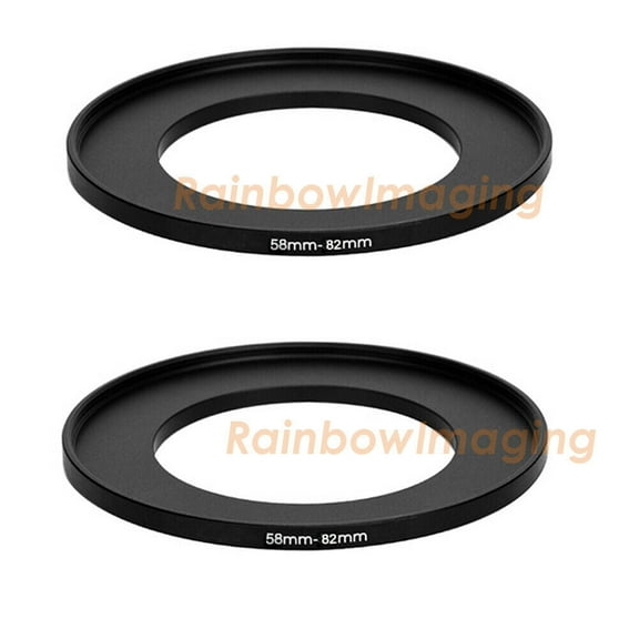 (2 Pack) Fotasy 58-82MM Step-Up Ring Adapter, 58mm to 82mm Step Up Filter Ring, 58 mm Male 82 mm Female Stepping Up Ring for DSLR Camera Lens and ND UV CPL Infrared Filters