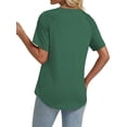thumbnail image 4 of Womens Summer Tops Casual V Neck Shirts Cute Pleated Sleeve Loose Fit Trendy Tunics Tees L Dark Green, 4 of 4