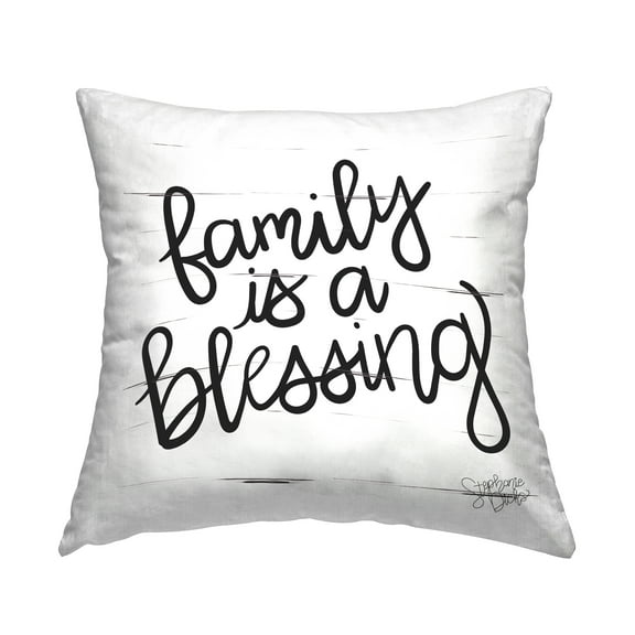 Stupell Industries Family Is Blessing Rustic Minimal Calligraphy Sign Country White,18 x 7 x 18 Decorative Pillows