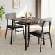 thumbnail image 1 of Mesa de comedor para 2 con estante de almacenamiento, mesa pequeña para cocina con estructura metálica, mesa cuadrada con 2 sillas tapizadas, juego de comedor de 3 piezas para espacios pequeños, 1 of 7