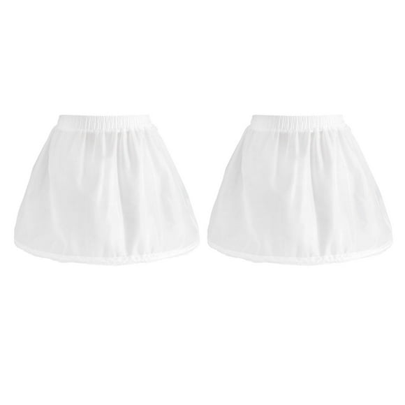 2Pcs Kids 1 Hoop Tulle Dress Petticoat Short Chiffon Underskirt Crinoline White