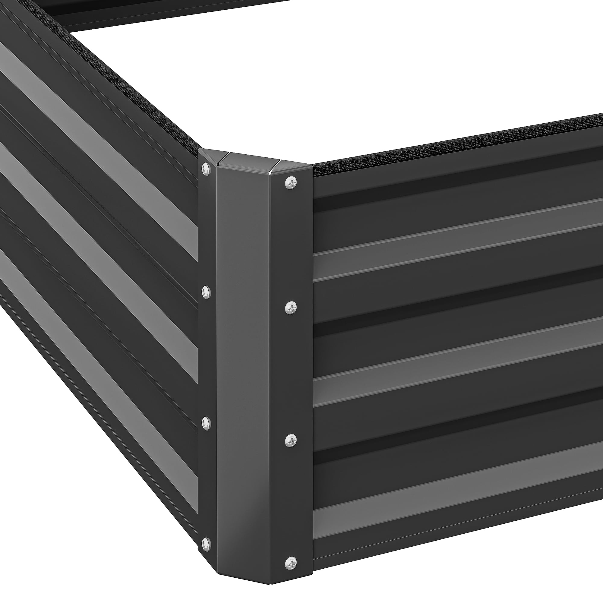 Uforic 12ftx4ft Extra-Large Raised Garden Bed Kit,Outdoor Galvanized Metal Patio Planter Box with Safety Rubber & Ground Nails&Gloves, for Vegetables Flowers,Black
