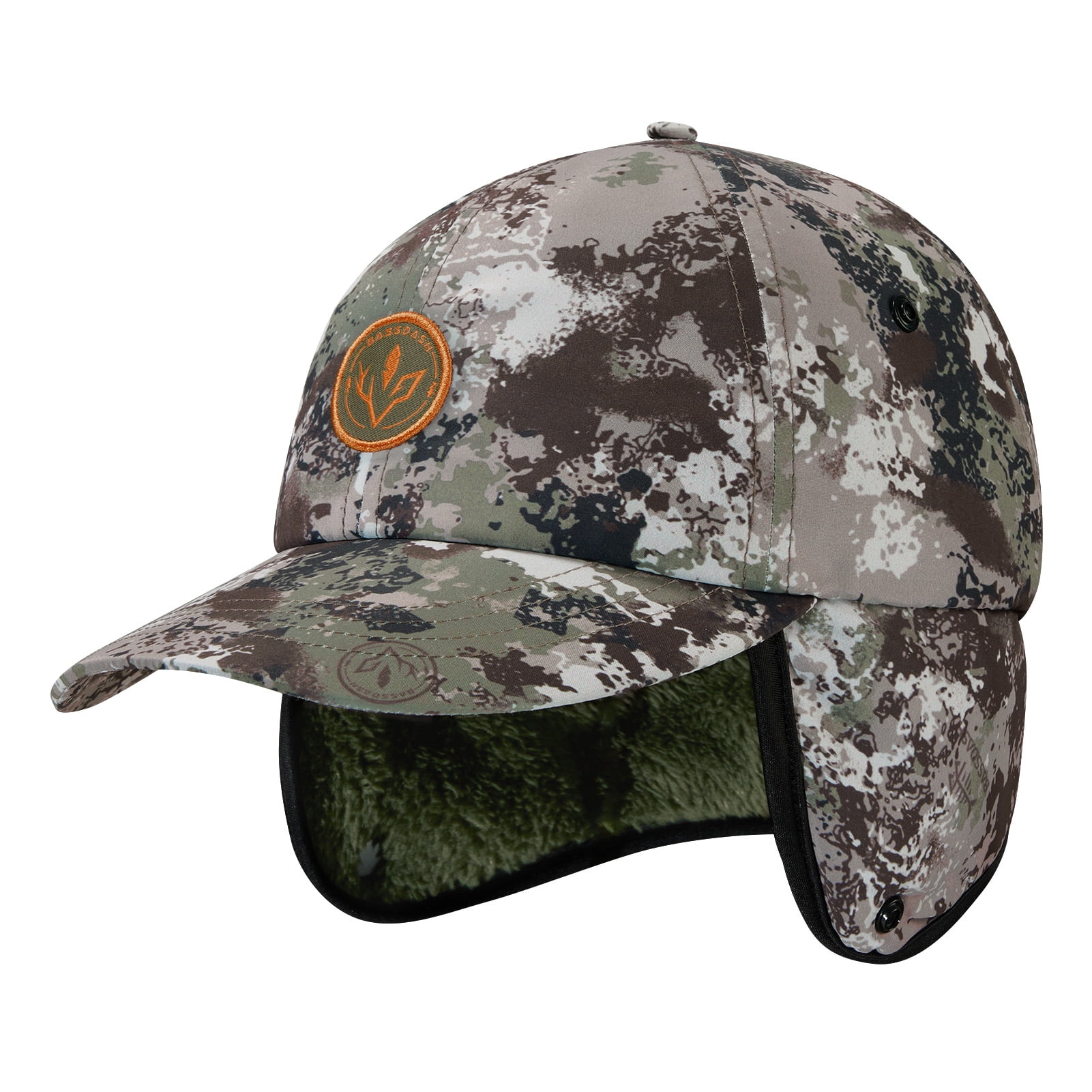 BASSDASH Warm Fleece Lined Hat with Ear Flap Winter Water Resistant Windproof Baseball Sports Cap for Hunting Hiking Fishing