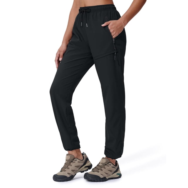 Pantalones de senderismo Seamaid Quick Dry, ligeros, para mujer, color negro XL