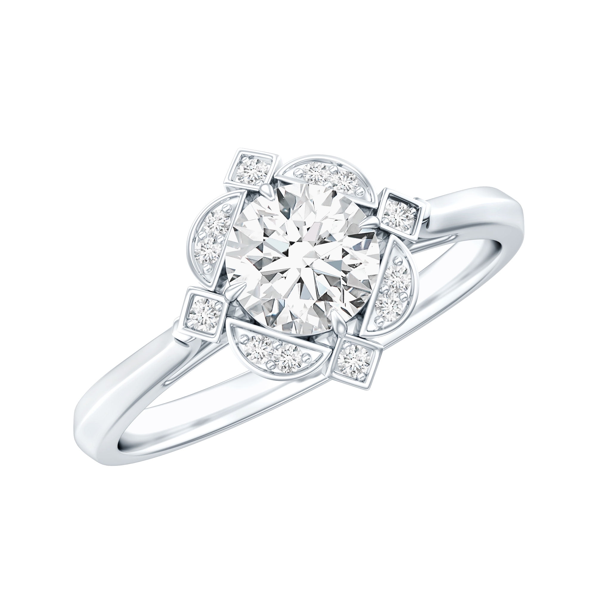Rosec Jewels Vintage Moissanite Engagement Ring (D-VS1 Grade) - Hallmarked 925 Sterling Silver Wedding Ring for Women - Ready to Gift, US 5.00
