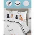 thumbnail image 3 of Twin Quilt Bedding Set, Funny Cat Reversible Summer Quilt 3 Pieces, Simple Orange Black Cats Grey Butterfly Lightweight Bedspreads Coverlets with 2 Pillow Shams for All Seasons, 3 of 5