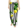 thumbnail image 2 of Kdxio Women's Comfy Stretch Lemons on StripedPrint Drawstring Pajama Pants-Medium, 2 of 9