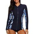 thumbnail image 1 of Women's Zip Front Rash Guard Long Sleeve Rashguard Top Sun Protection Swim Shirt, 1 of 6