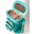 thumbnail image 3 of Hives and Honey Daphne Oval Wooden Jewelry Organizer Chest with Vanity Mirror and Glass Doors for Women in Antiqued Turquoise Finish, 3 of 5