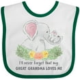 thumbnail image 3 of Inktastic I'll Never Forget That My Great Grandma Loves Me Elephants Boys or Girls Baby Bib, 3 of 4