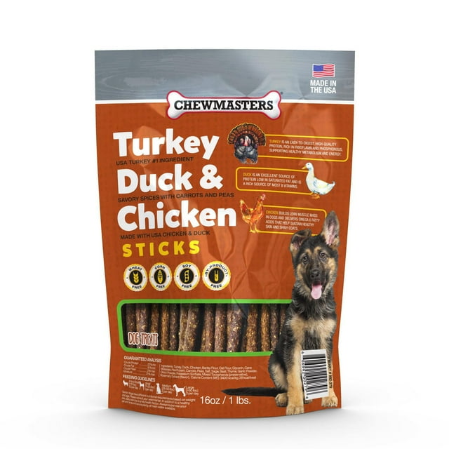 Chewmasters Turkey, Duck & Chicken Sticks - 454g Bag