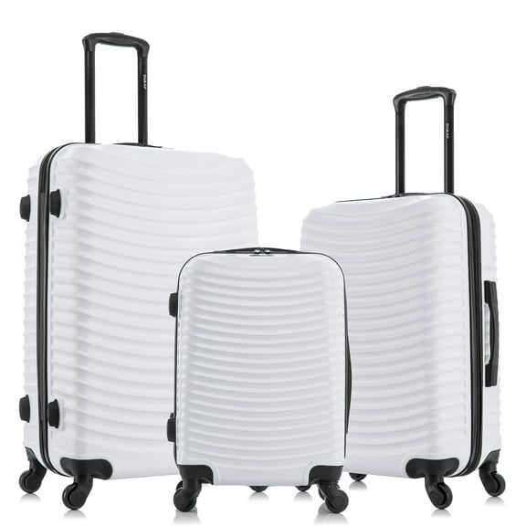DUKAP Adly 3-Piece Hardside Luggage Sets with Spinner Wheels, Handle and Trolley, (20"/24"/28"), White