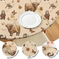thumbnail image 4 of Beige Highland Cow Figure Butterfly Pattern Round Fitted Tablecloth with Elastic Edge,Dining Table Cover Waterproof,Outdoor Round Tablecloth for Camping,Dining,Indoor and Outdoor, 4 of 7