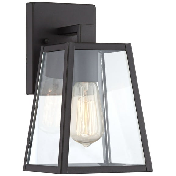 John Timberland Arrington Modern Wall Light Sconce Mystic Black Hardwire 6" Fixture Clear Glass Shade for Bedroom Bathroom Vanity Reading Living Room
