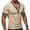 Beige, variant on CYMMPU Men's Solid Linen Blend Short Sleeve Button-Down Shirt with Multi-Pockets, Breathable for Summer Beige L