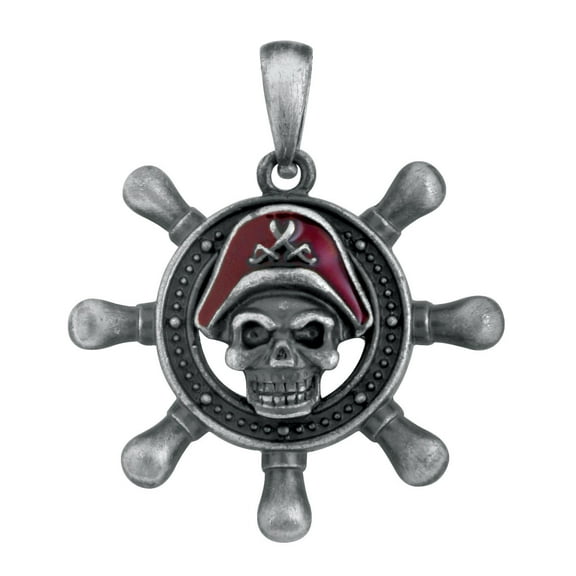 Pirate Ship Wheel Pendant Skeleton Captain Jewelry Accessory Necklace